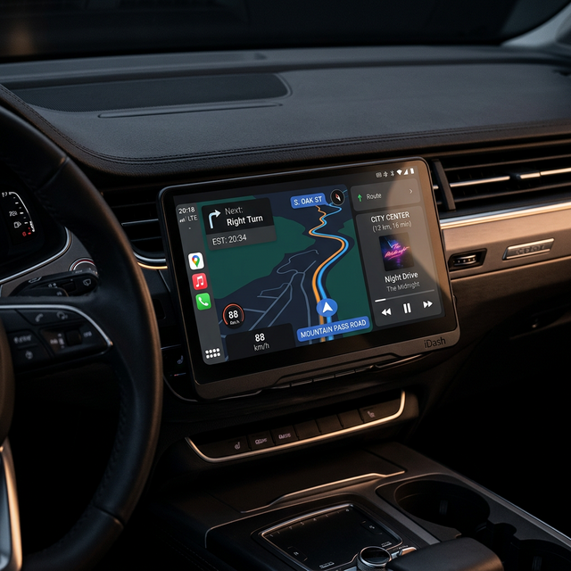 iDash Pro installed in car with Apple CarPlay